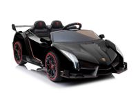 Lamborghini Voiture électrique "Lamborghini Veneno" - sous licence - 12V10AH, 4 moteurs - télécommande 2,4 GHz, MP3, siège en cuir + EVA + quatre roues motrices + 2 places - noir