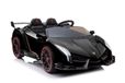 Lamborghini Voiture électrique "Lamborghini Veneno" - sous licence - 12V10AH, 4 moteurs - télécommande 2,4 GHz, MP3, siège en cuir + EVA + quatre roues motrices + 2 places - noir