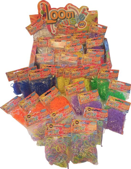 Loom Band Loombandjes XXL multikleur pakket 14.400-delig - Verschillende kleuren loombandjes met 48 weefhaken, loomnaalden én 48 zakjes s-clips