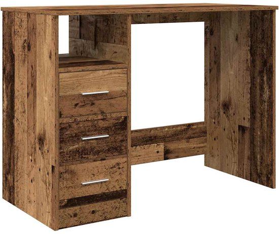 vidaXL Bureau 102x50x76 cm bewerkt hout oud houtkleurig