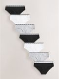 Next - Dames - Set van 7 katoenen slips met logo - Zwart