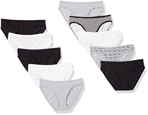 Amazon Essentials Women's Cotton Bikini Briefs - 10-Pack - Floral/Polka Dot/Striped/Multi, Size 44