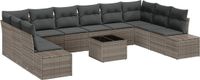 vidaXL Tuinbank - Set - met - kussen - 11 - pcs - Grijs - poly - rattan