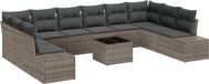 vidaXL Tuinbank - Set - met - kussen - 11 - pcs - Grijs - poly - rattan