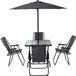 Habitat et Jardin Table de jardin et chaises en métal "Convivia" avec parasol - 6 places - Gris anthracite