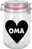 Bellatio Decorations Cadeau voorraadpot/snoeppot - oma - glas - 11 x 11 cm - 1 liter - verjaardag