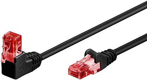 Goobay 51516 CAT 6 patchkabel, 90 graden stekker, netwerkkabel, Ethernet, Playstation, Xbox, LAN-kabel, DSL, U/UTP, RJ45-stekker, zwart, 2 meter