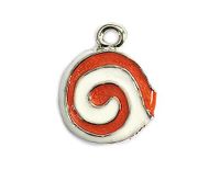 INNSPIRO NICE CHARMS metalen hanger, spiraal rood en wit, diameter 13 mm, 25 stuks, 15x18mm., Metaal, Geen edelsteen
