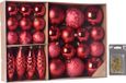 Merkloos / Sans marque Koopman International Kerstballen pakket 31x rood kunststof - mix glans en mat - diverse maten - inclusief 50x ophanghaakjes
