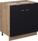 Vicco Fame-Line Keukenonderkast – 80 cm, WB Eik Zwart gestreept