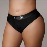 Shots Ouch! OU830BLKXLXXL1 Vibrating Strap-on Thong, Removable Straps - Black - XL/XXL