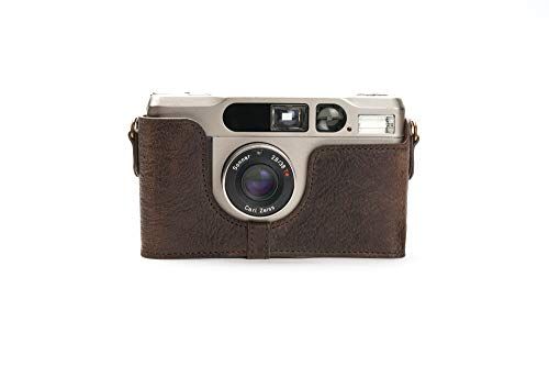 Zakao Case voor Contax T2, Handgemaakte Echt Lederen Half Camera Case Tas Cover voor CONTAX T2 Met Hand Strap (Koffie)