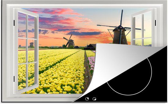 KitchenYeah® Inductie beschermer 76x51.5 cm - Zonsondergang Tulpen - Inductiebeschermer
