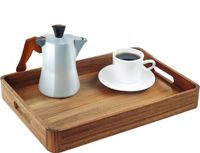 Merkloos Relaxdays Dienblad acaciahout - 38,5 x 28,5 cm - handgrepen