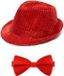 Boland - Glitter hoed/strikje rood volwassenen