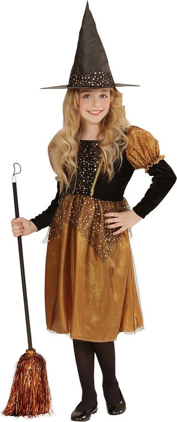 Widmann - Klassieke Kleine Heks Oranje Kostuum - Meisjes - Maat 158 - Halloween