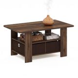 Furinno Andrey salontafel met lade, Columbia walnoot/donkerbruin | 48,3 x 80 x 39,6 cm