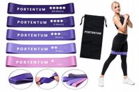 PORTENTUM Set van 5 Mini Band Weerstandsbanden voor Fitness, Yoga & Pilates