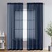 OVZME Extra lange transparante gordijnen 241 cm lengte voor thuis Franse deur, roedezak voile raambekleding voor woonkamer, marineblauw, 2 panelen van 42 B x 95 l