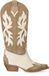 Sacha Dames Beige Suède Cowboylaarzen met Sierstiksels Maat 39