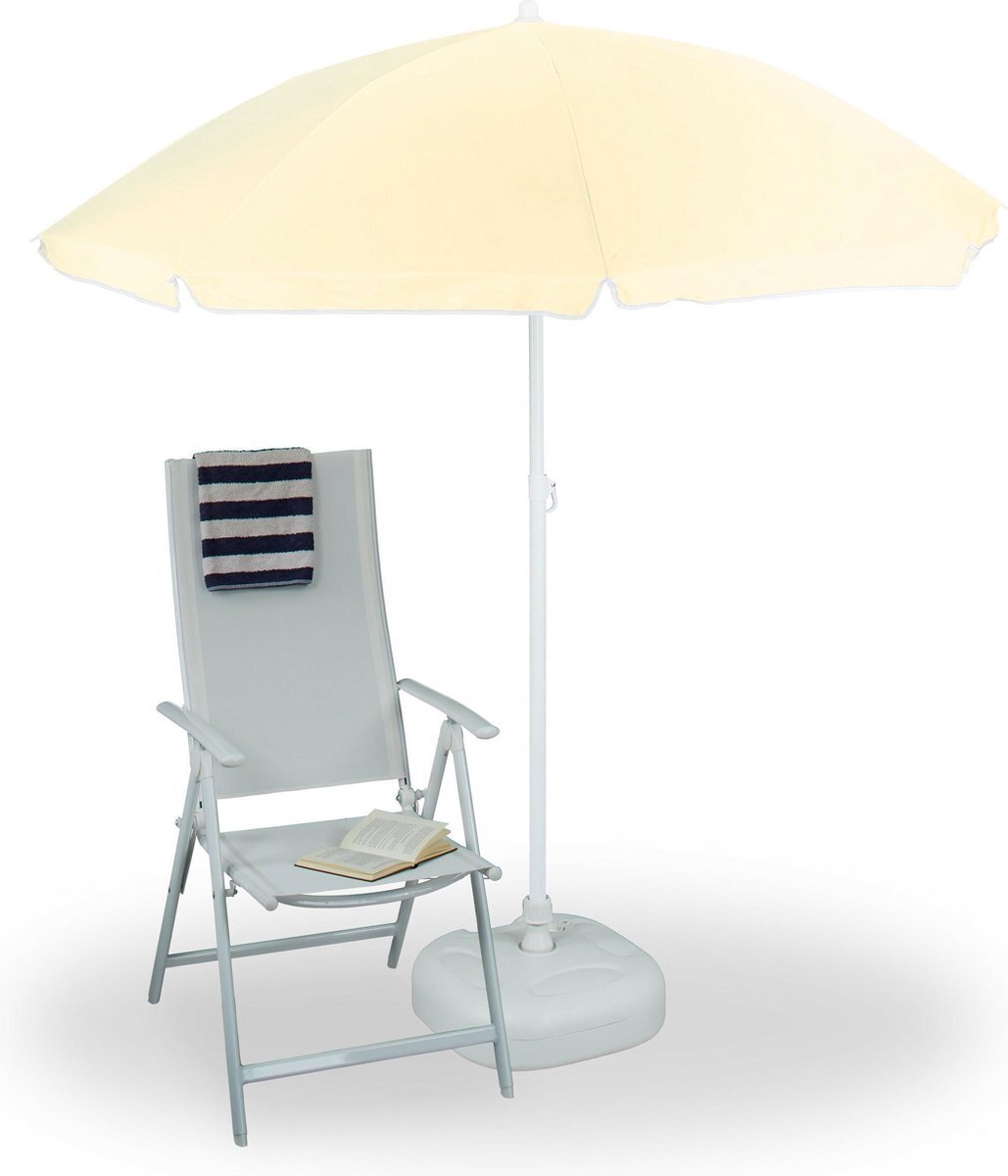 Relaxdays parasol met knikarm 180 cm - kantelbare strandparasol - ronde tuinparasol balkon - Naturel