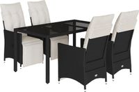 vidaXL 5-delige Tuinset met Kussens, Zwart, Polyrotan
