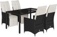 vidaXL 5-delige Tuinset met Kussens, Zwart, Polyrotan