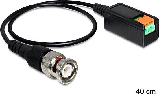 Delock Kabel BNC Stecker - Terminalblock 2 Pin 0.4m - Zwart