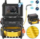 VEVOR Kanaalcamera, 70 m, zelfnivellerende buisinspectiecamera met 512 Hz zender, afstandsmeter, 9 inch scherm, 1080P HD-buiscamera met 12 leds en 32 GB kaart voor kanaalbuizen, endoscoop