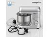 monsga SM100 Robot pâtissier, 1000 W, Noir/Argent, Bol mélangeur en acier inoxydable 5,0 L, Silencieux, Fouet, Crochet pétrisseur, Batteur et Couvercle anti-éclaboussures, 8 vitesses