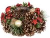 Feeric lights & Christmas Kerststukje met kaarsenhouder - krans - rood tinten - natuur - 19 cm - tafeldecoratie