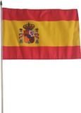 Merkloos / Sans marque Promex Gmbh Luxe grote zwaaivlaggen Spanje - 30 x 45 cm - op lange stok - feestartikelen en versieringen - Handvlaggen