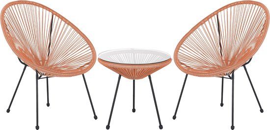 Beliani ACAPULCO Bistroset voor 2 - Oranje - PE rotan