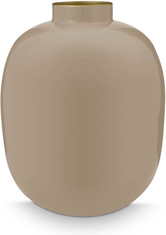 Pip Studio Vaas Khaki Metaal 32cm - Rond - Modern - 8.70 l - 25 cm