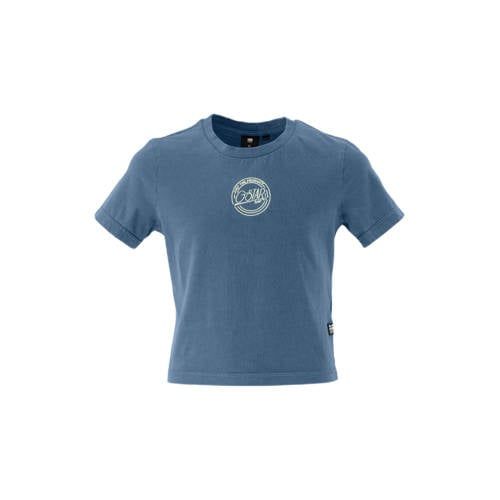 G-STAR T-shirt blauw Meisjes Katoen Ronde hals Tekst - maat 152