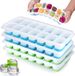 Unyqoos® Siliconen ijsblokjesvorm met deksel, set van 4, BPA-vrij, LFGB-gecertificeerd, stapelbaar – 56 ijsblokjes (elk 27 ml) geschikt voor babyvoeding, cocktails, whisky, koffie