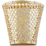 BARCELONA LED Rieten wandlamp "Pani", handgemaakt, met houten lampenkap, bamboe en natuurlijke vezels, boho-stijl, eiland, Japans, modern, industrieel, klassiek, voor woonkamer, slaapkamer en trap