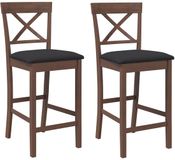 vidaXL Barkrukken met kussens, 2 stuks, bruin, massief hout, rubber