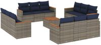 vidaXL 13-delige tuinbankset met kussens, grijs, polyrotan