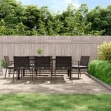 Prolenta Maison Exclusive Tuinset voor buiten, 9-delig, met kussens, gemaakt van polyrotan en staal