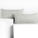 DecoKing Set van 2 kussenslopen 40 x 80 cm jersey 100% gekamd katoen ritssluiting zilver amber