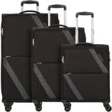 American Tourister Star Max 4 wielen Kofferset 3-delig met uitbreidingsplooi - Zachte bagage - TSA slot - black-grey