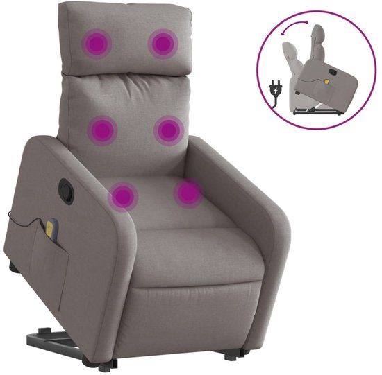 vidaXL Sta-op-massagestoel verstelbaar stof taupe