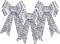 Krist kerstboomversiering strik - 3x stuks - zilver glimmend - 15 x 25 cm