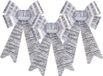 Krist kerstboomversiering strik - 3x stuks - zilver glimmend - 15 x 25 cm