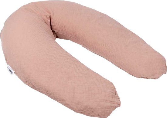 Doomoo Basics Tetra Pink Comfy Big Zwangerschapskussen Hoes - Voor een Voedingskussen in Superzacht Biokatoen - Dubbel Gaas Elastische Kussensloop Beschikbaar in Verschillende Natuurlijke Kleuren - Basics roze