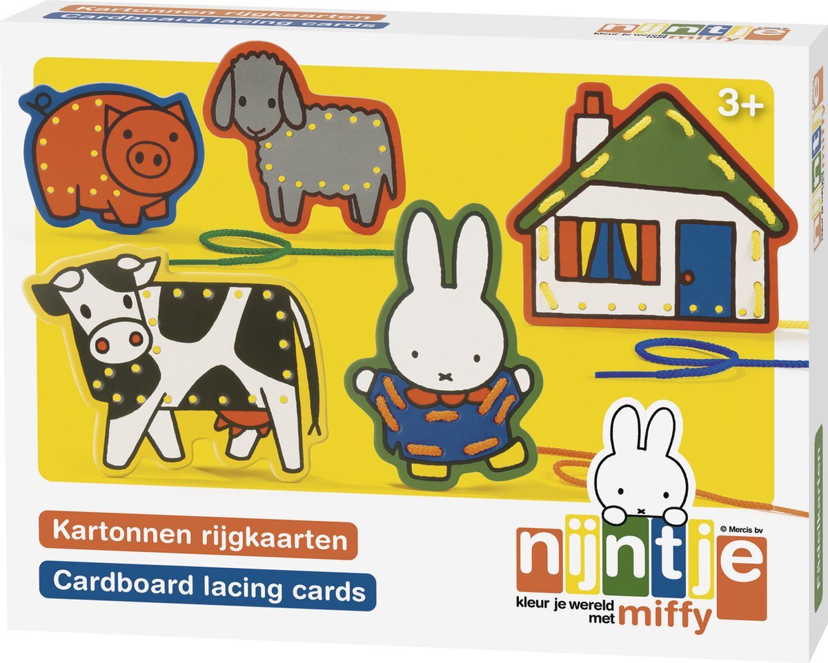 Bambolino Toys - Nijntje speelgoed - rijgkaarten boerderij - educatief speelgoed - kleuter