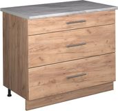 Vicco Keukenonderkast Fame-Line, Goudkleurig Eiken/Goudkleurig Eiken, 100 cm, WB Marmer
