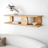 Massief houten wandplank, eiken afwerking, 120 x 30 x 24 cm, 100% duurzame constructie, ideaal voor huisdecoratie en organisatie, stijlvol en functioneel design