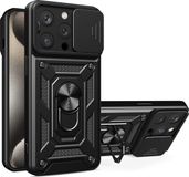 Techsuit Hoesje geschikt voor Apple iPhone 16 Pro - Camshield Back Cover - Zwart
